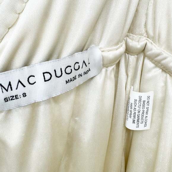 MAC DUGGAL Sequined Crystal Fringe Halter Strap Gown In Silver Size 8 NWT - Picture 10 of 12